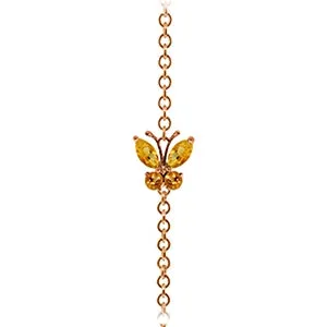 0.6 Carat 14K Solid Rose Gold Butterfly Bracelet Citrine