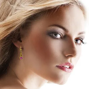 1.3 Carat 14K Solid Yellow Gold Leverback Earrings Natural Pink Topaz