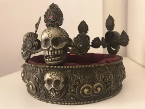 1310 SOLD Antique Buddhist Tantric Priest Ceremonial Crown Diadem with Pancha Buddha