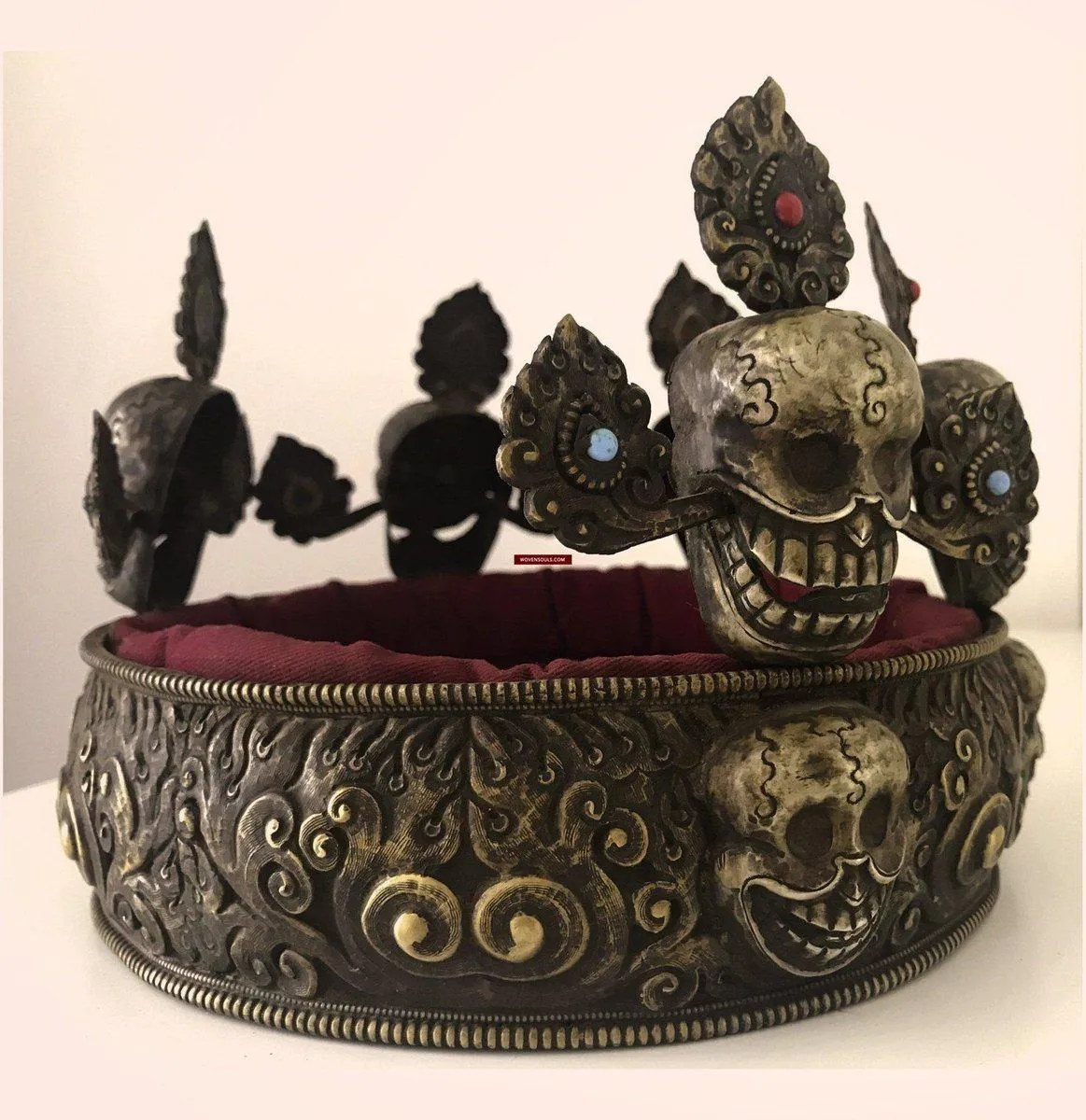 1310 SOLD Antique Buddhist Tantric Priest Ceremonial Crown Diadem with Pancha Buddha