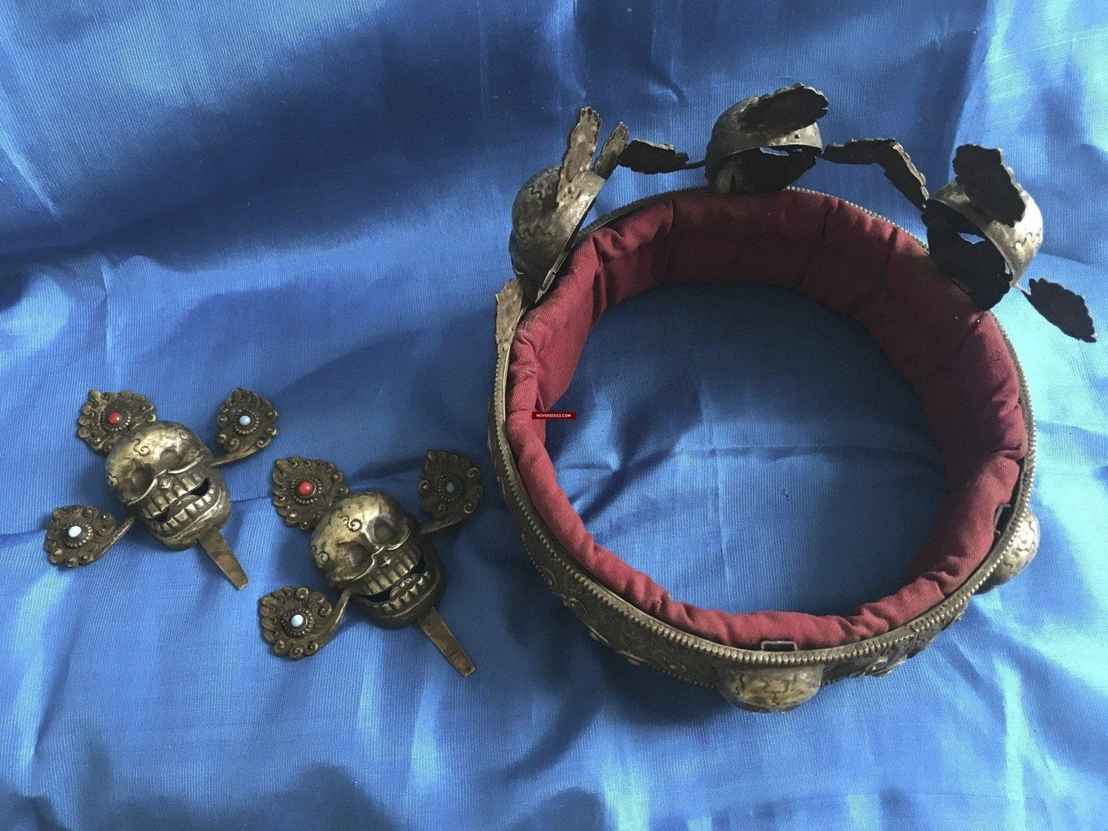 1310 SOLD Antique Buddhist Tantric Priest Ceremonial Crown Diadem with Pancha Buddha