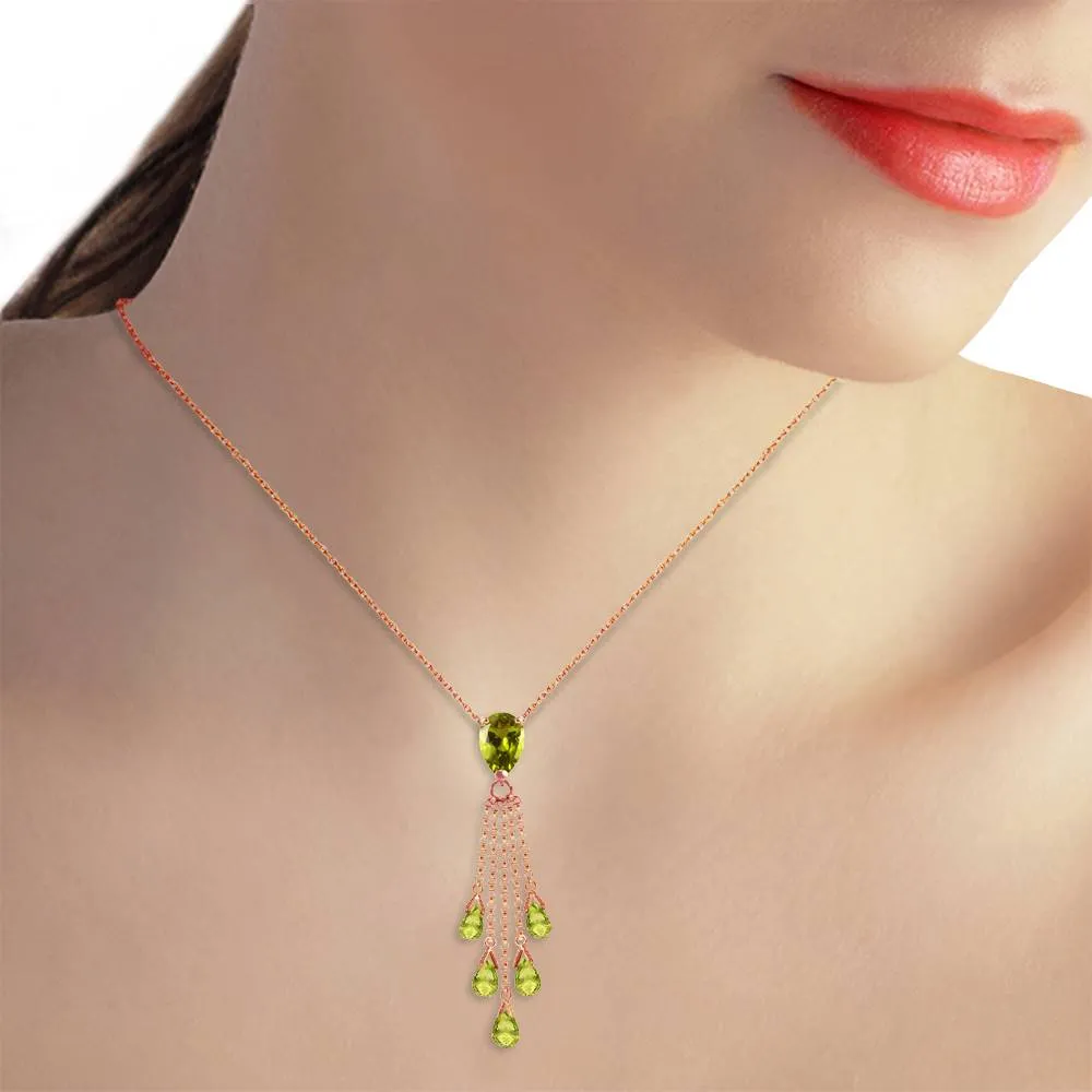 14K Solid Rose Gold Briolette Peridot Necklace Class