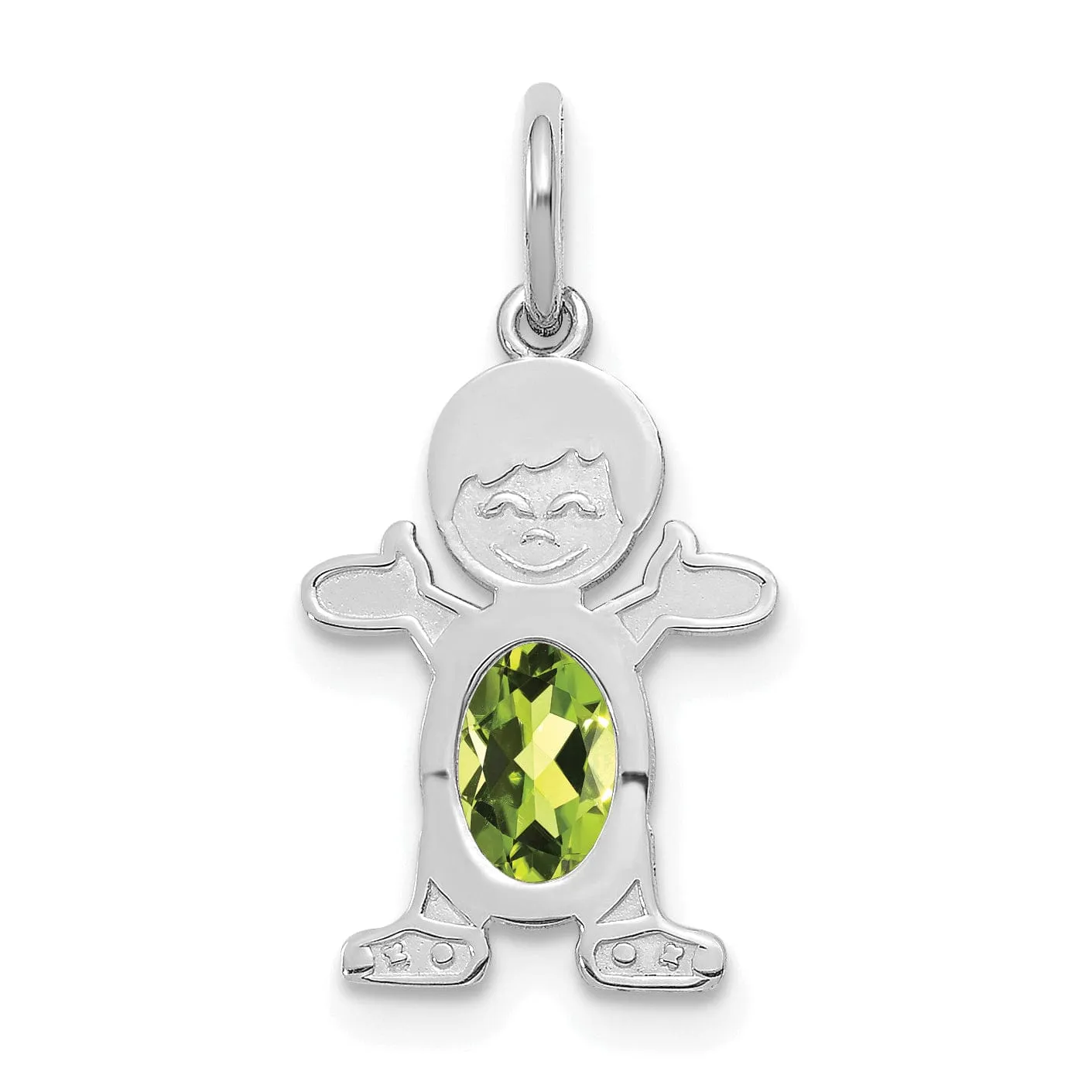 14k White Gold Boy Oval Genuine Peridot