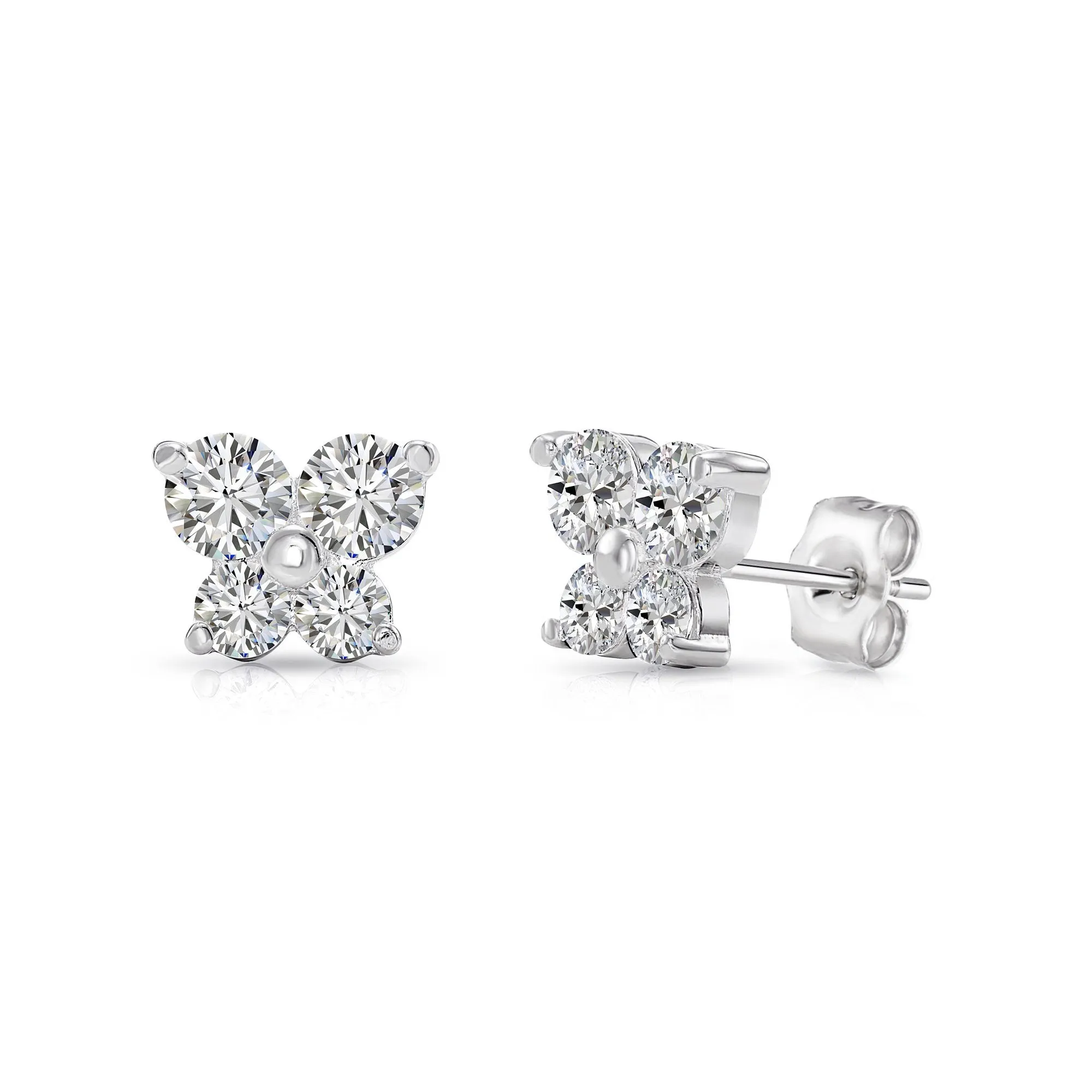14k Yellow Gold Butterfly Stud Earrings with CZ - Pushbacks