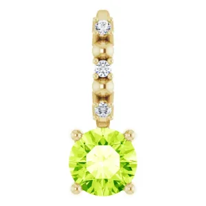 14K Yellow Gold Imitation Peridot & .01 CTW Natural Diamond Charm/Pendant