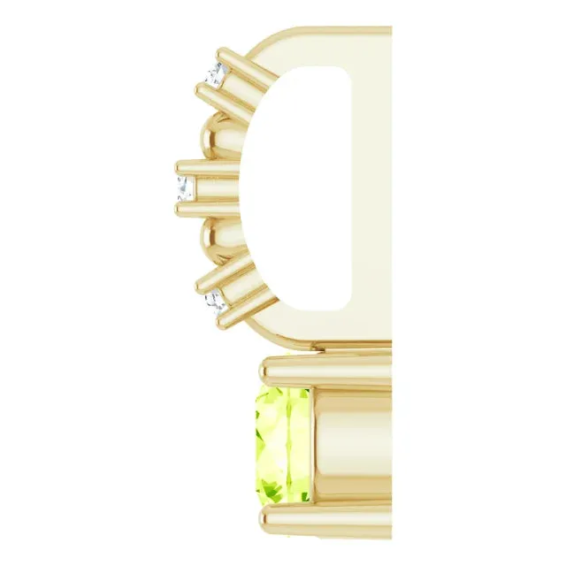 14K Yellow Gold Imitation Peridot & .01 CTW Natural Diamond Charm/Pendant