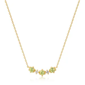 14kt Gold Peridot and White Sapphire Necklace
