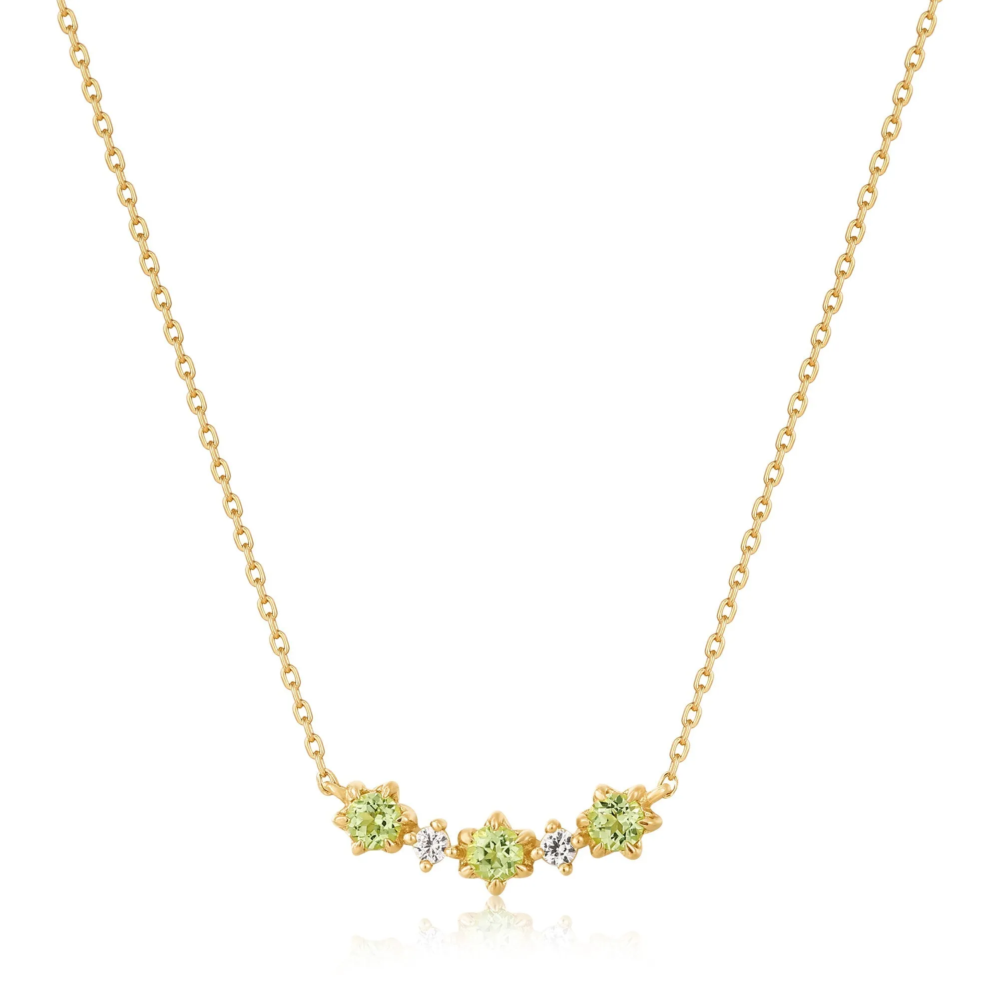 14kt Gold Peridot and White Sapphire Necklace