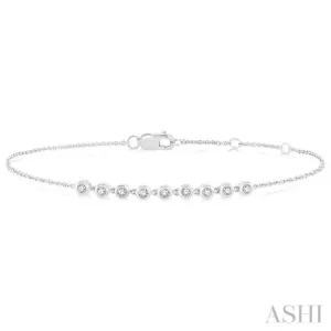 1/5 ctw Bezel Stud Round Cut Diamond Petite Bracelet in 10K White Gold