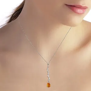 1.79 Carat 14K Solid White Gold Hastening Towards Citrine Diamond Necklace