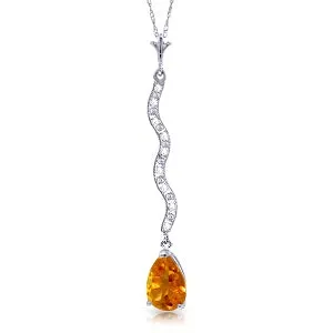 1.79 Carat 14K Solid White Gold Hastening Towards Citrine Diamond Necklace