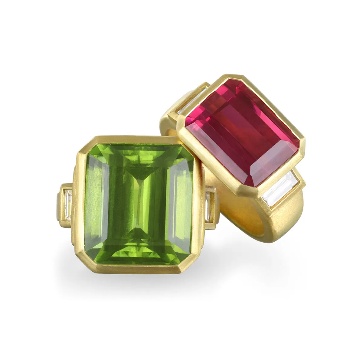 18 Karat Gold Peridot and Diamond Ring