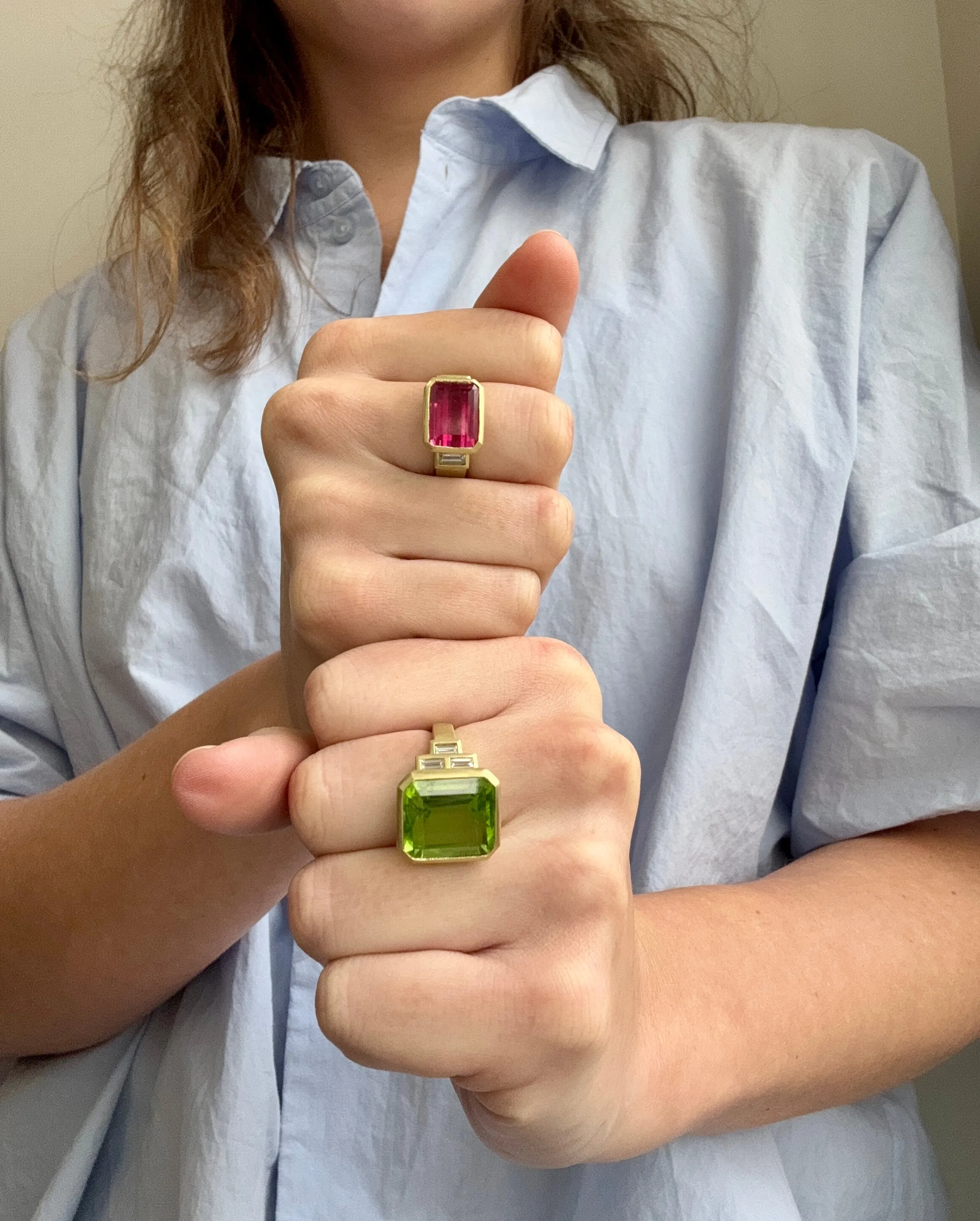 18 Karat Gold Peridot and Diamond Ring