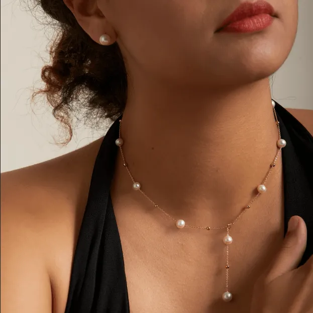 18K Gold Celestial Pearl Necklace
