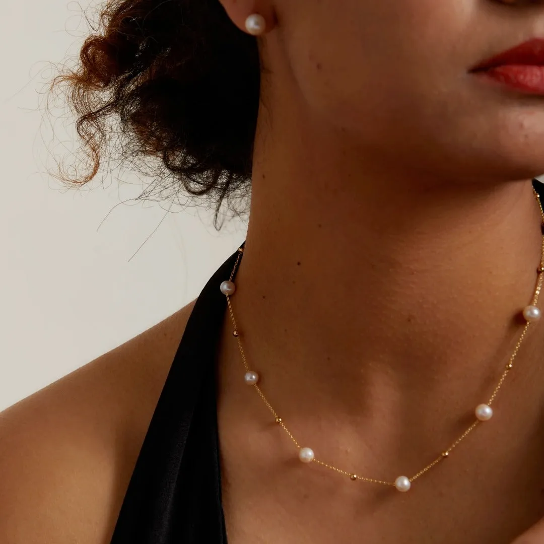 18K Gold Celestial Pearl Necklace