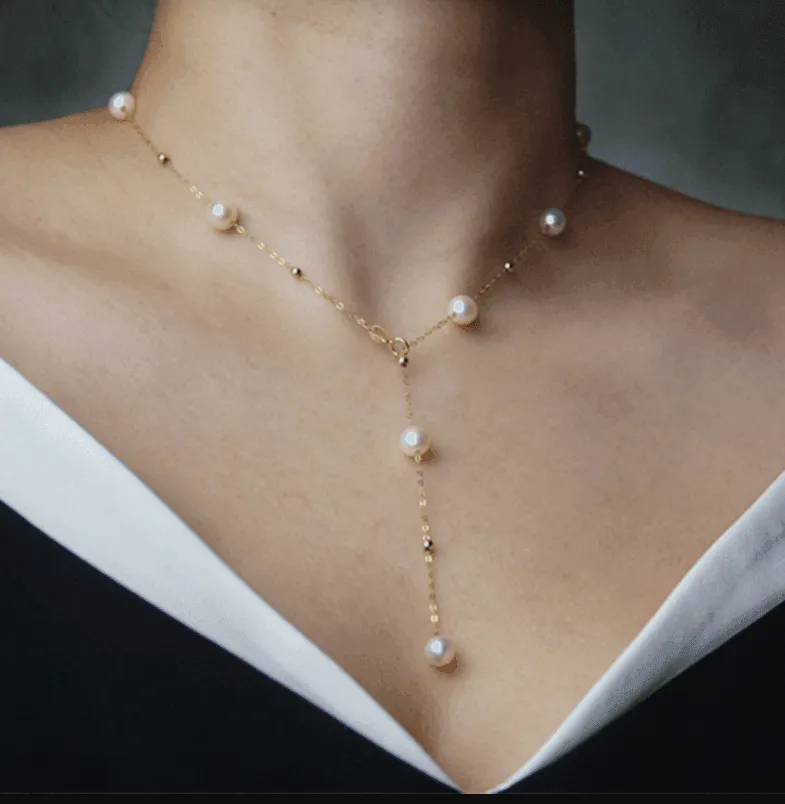 18K Gold Celestial Pearl Necklace