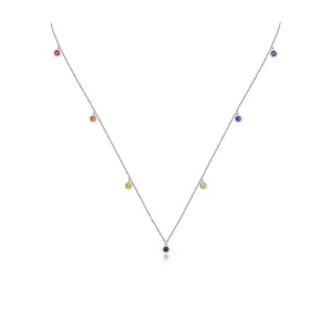 18k Gold Raindow Color Gemstone Necklace / Choker