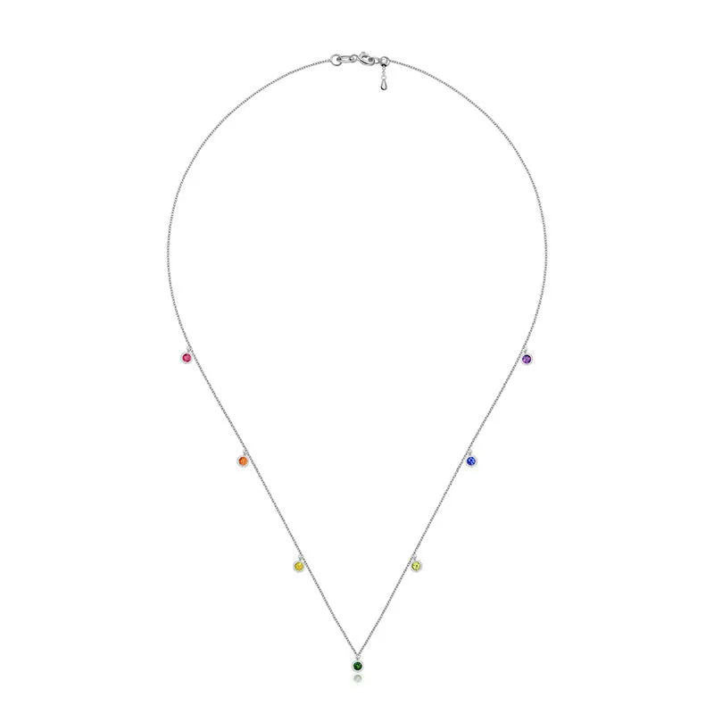 18k Gold Raindow Color Gemstone Necklace / Choker