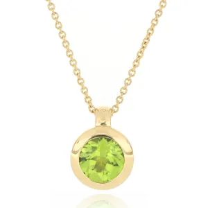 18k Yellow Gold Bezel Set Peridot Necklace