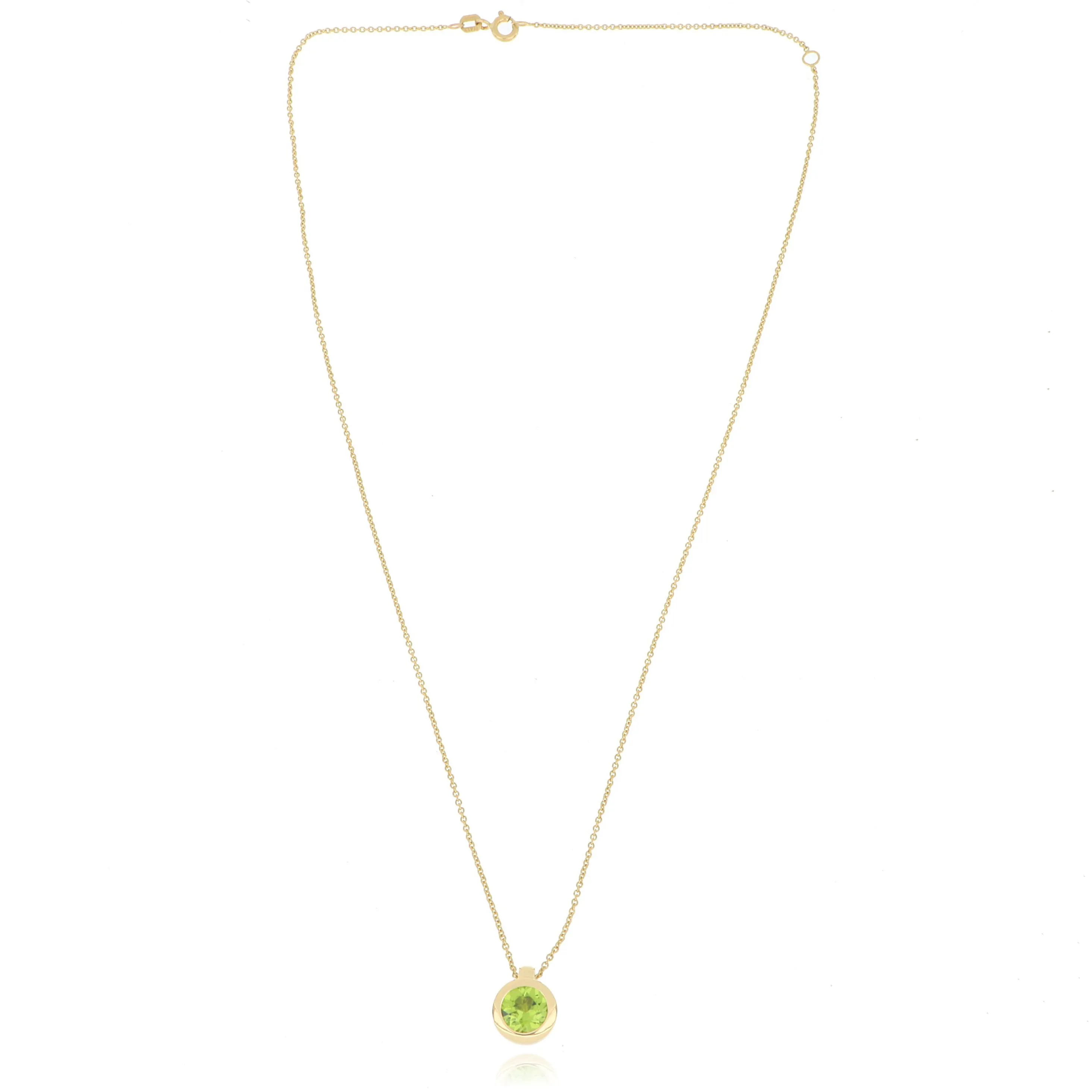 18k Yellow Gold Bezel Set Peridot Necklace
