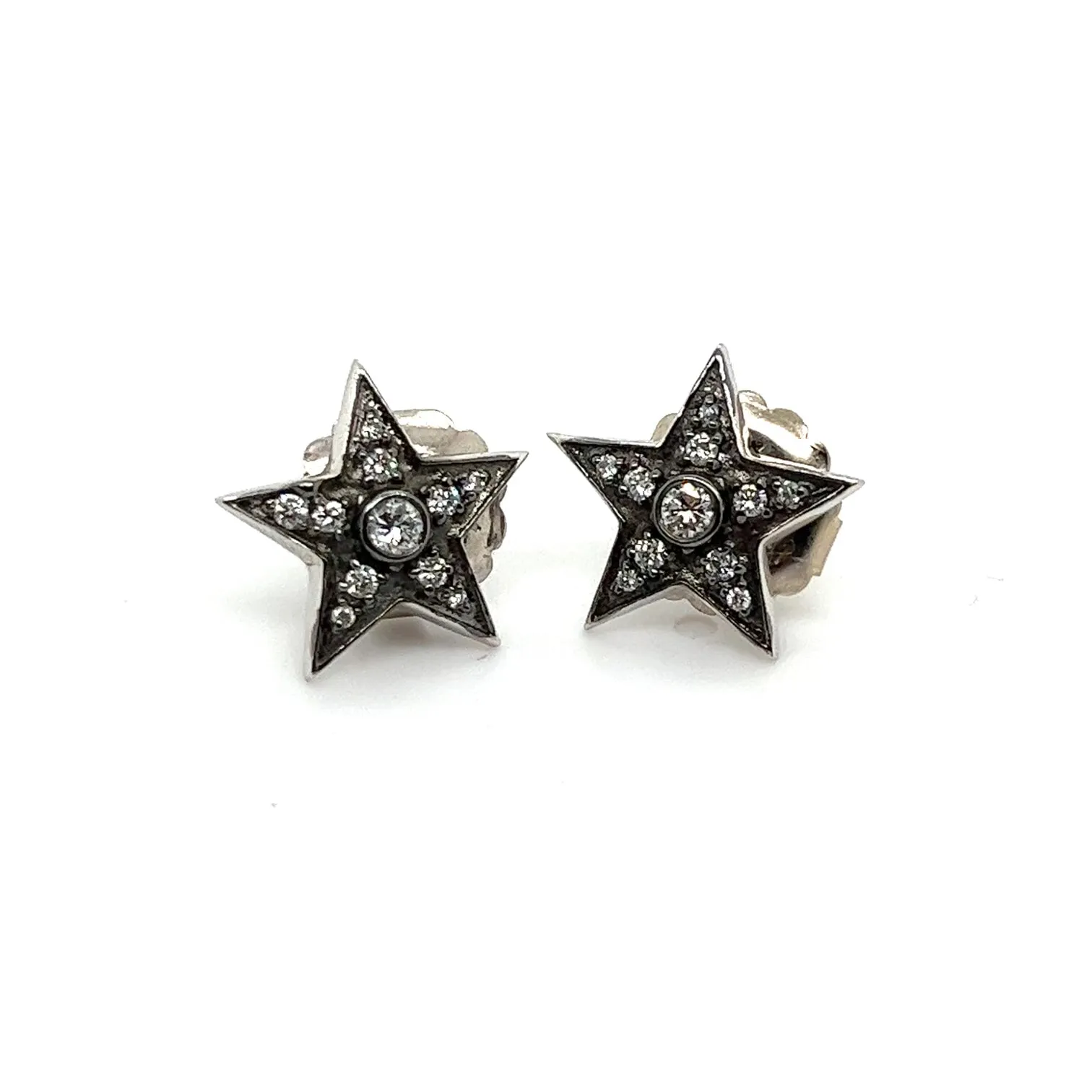 18kt White Gold 'Pave Star Stud' with Detachable 5 Star Chandelier