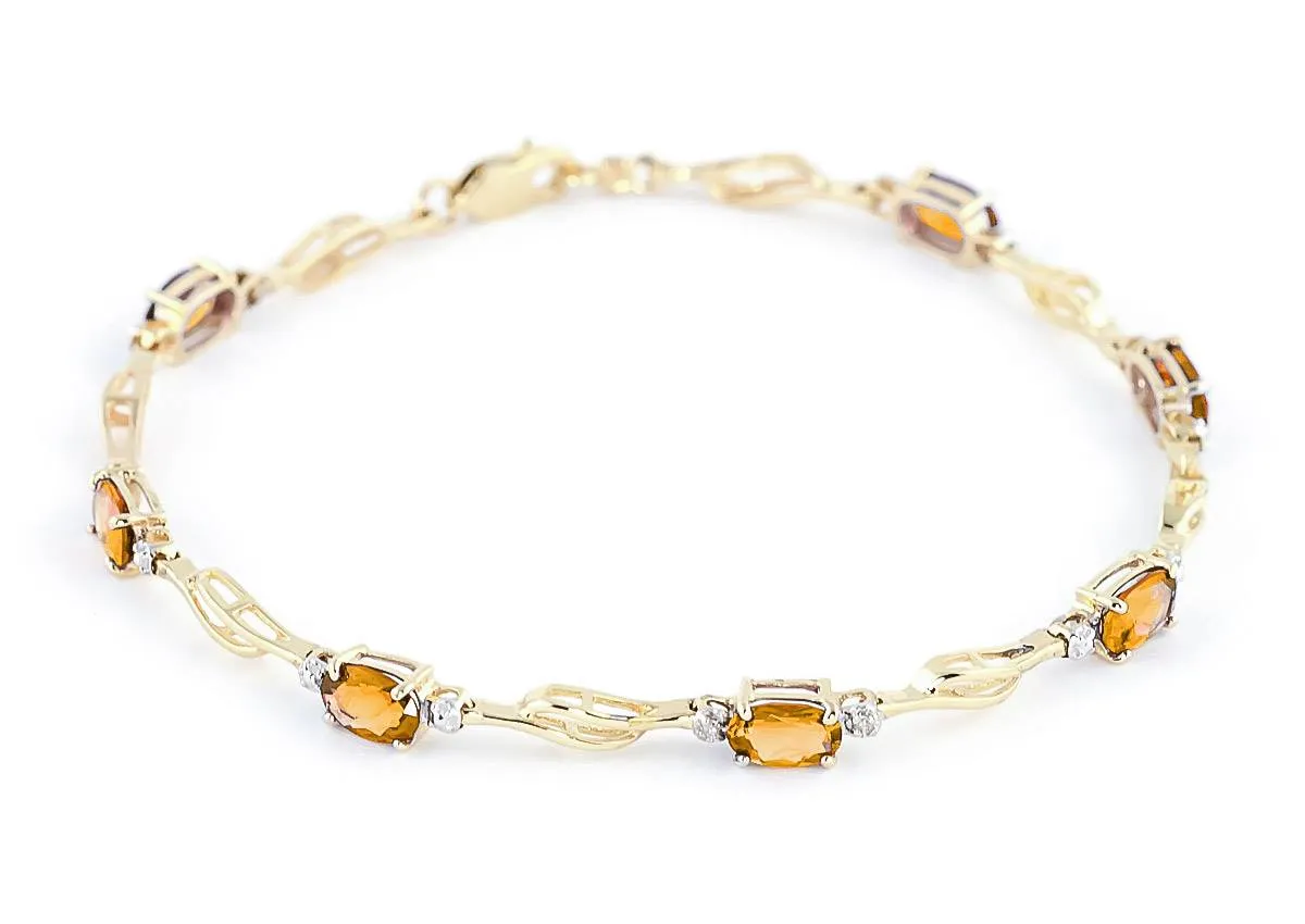 3.39 Carat 14K Solid Yellow Gold From This Perspective Citrine Diamond Bracelet