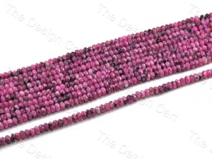 4 mm Pink Black Rondelle Jade Quartz Stones