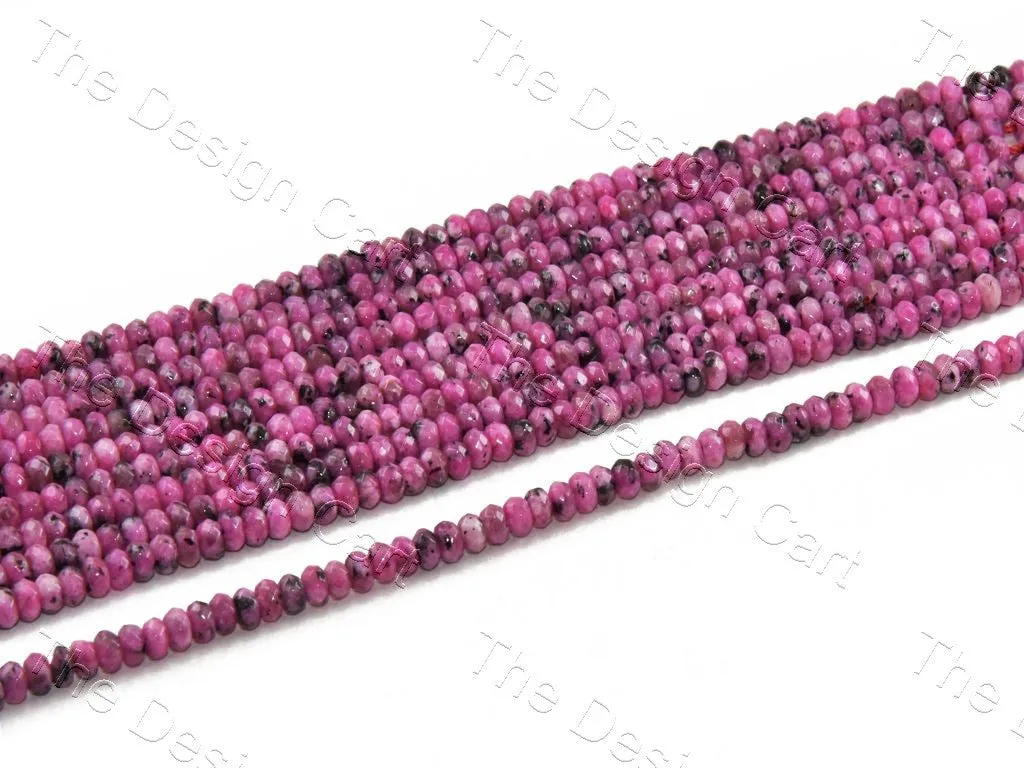 4 mm Pink Black Rondelle Jade Quartz Stones