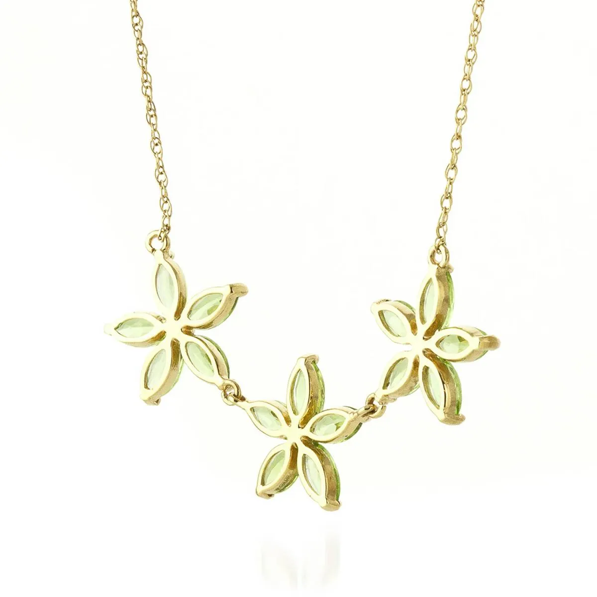 4.2 Carat 14K Solid Yellow Gold Necklace Natural Peridot