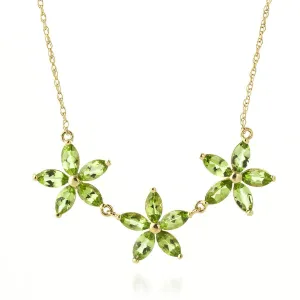 4.2 Carat 14K Solid Yellow Gold Necklace Natural Peridot