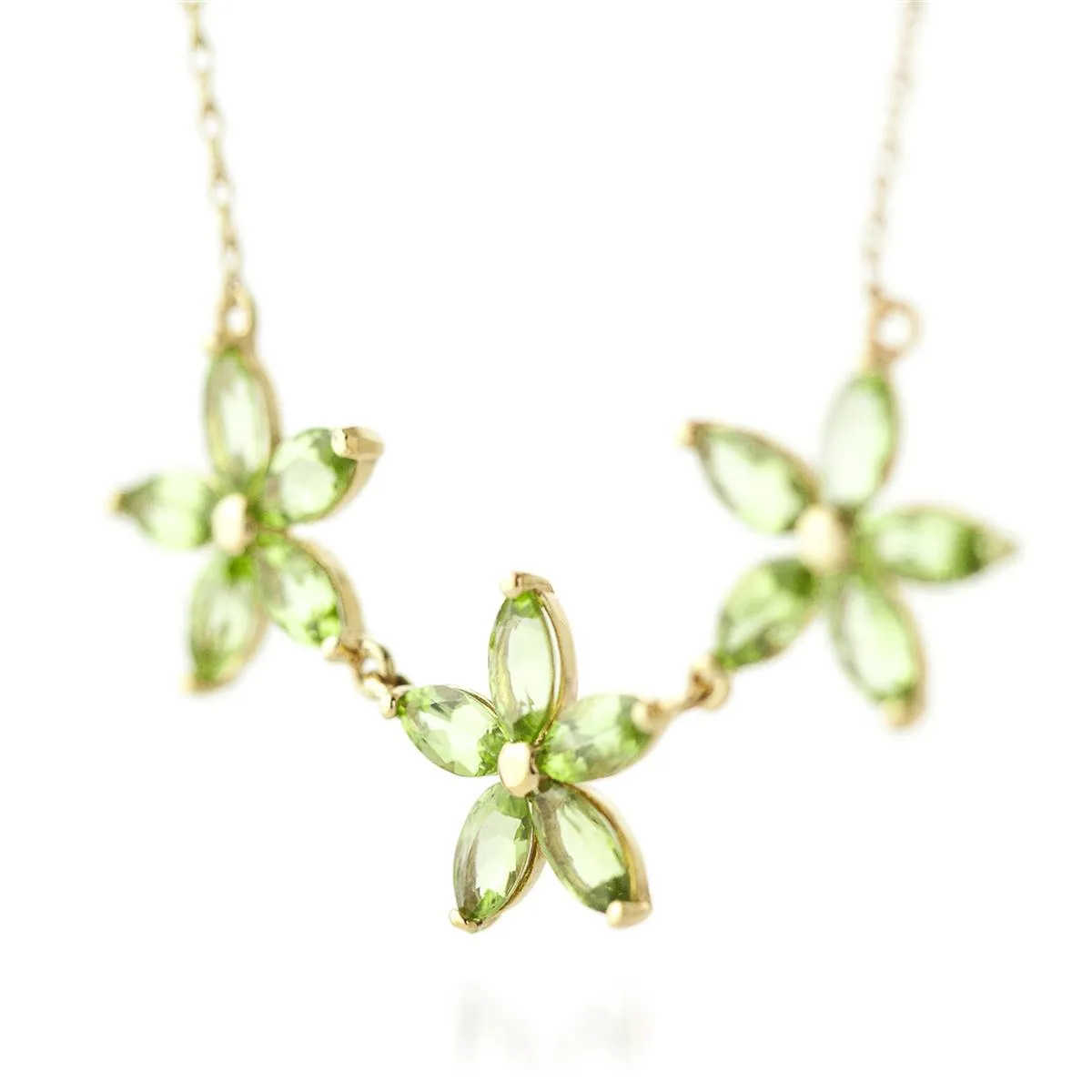 4.2 Carat 14K Solid Yellow Gold Necklace Natural Peridot