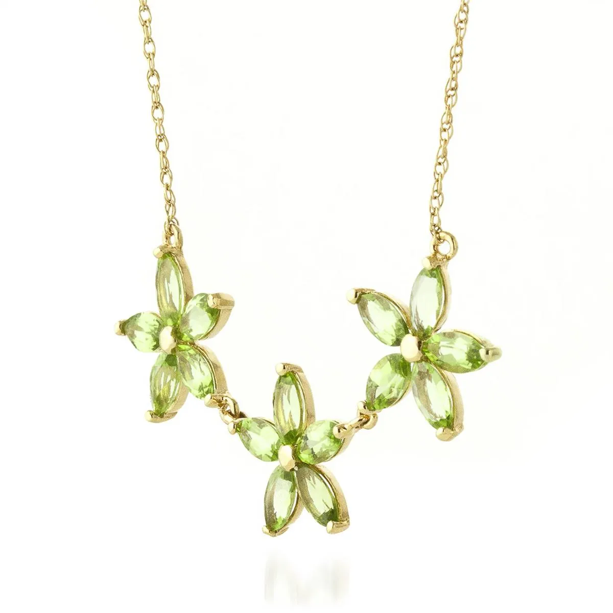 4.2 Carat 14K Solid Yellow Gold Necklace Natural Peridot