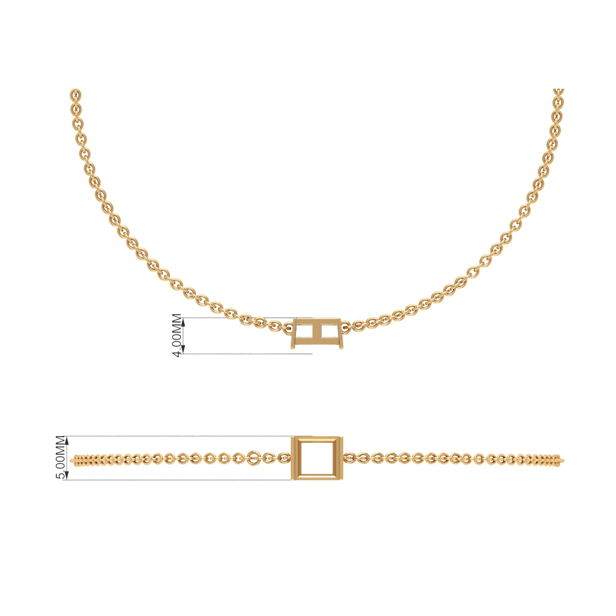 5 MM Princess Cut Citrine Solitaire Chain Bracelet