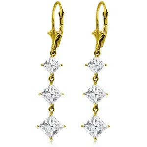 6.79 Carat 14K Solid Yellow Gold Cubic Zirconia Leverback Chandelier Earrings