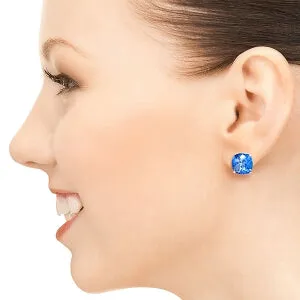 7.2 Carat 14K Solid White Gold Kaleidoscope Blue Topaz Earrings