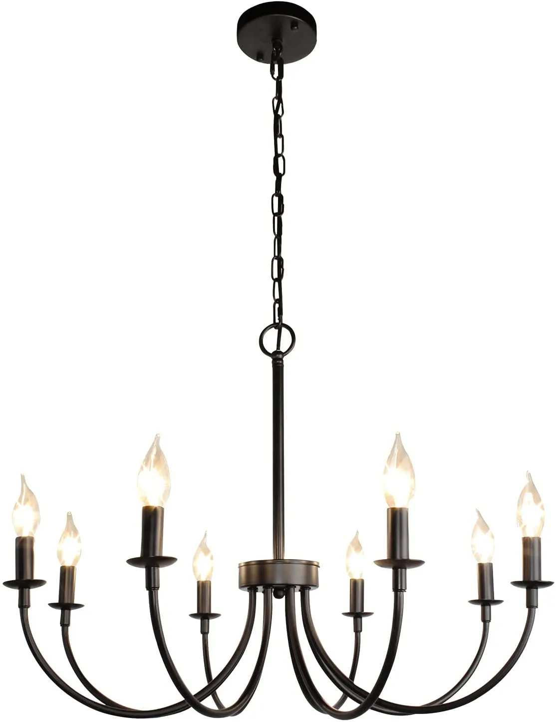 8-Light Candle Style Chandelier Black| Empire Chandelier| Farmhouse Lighting Fixture Bedroom/Dining/Living Room