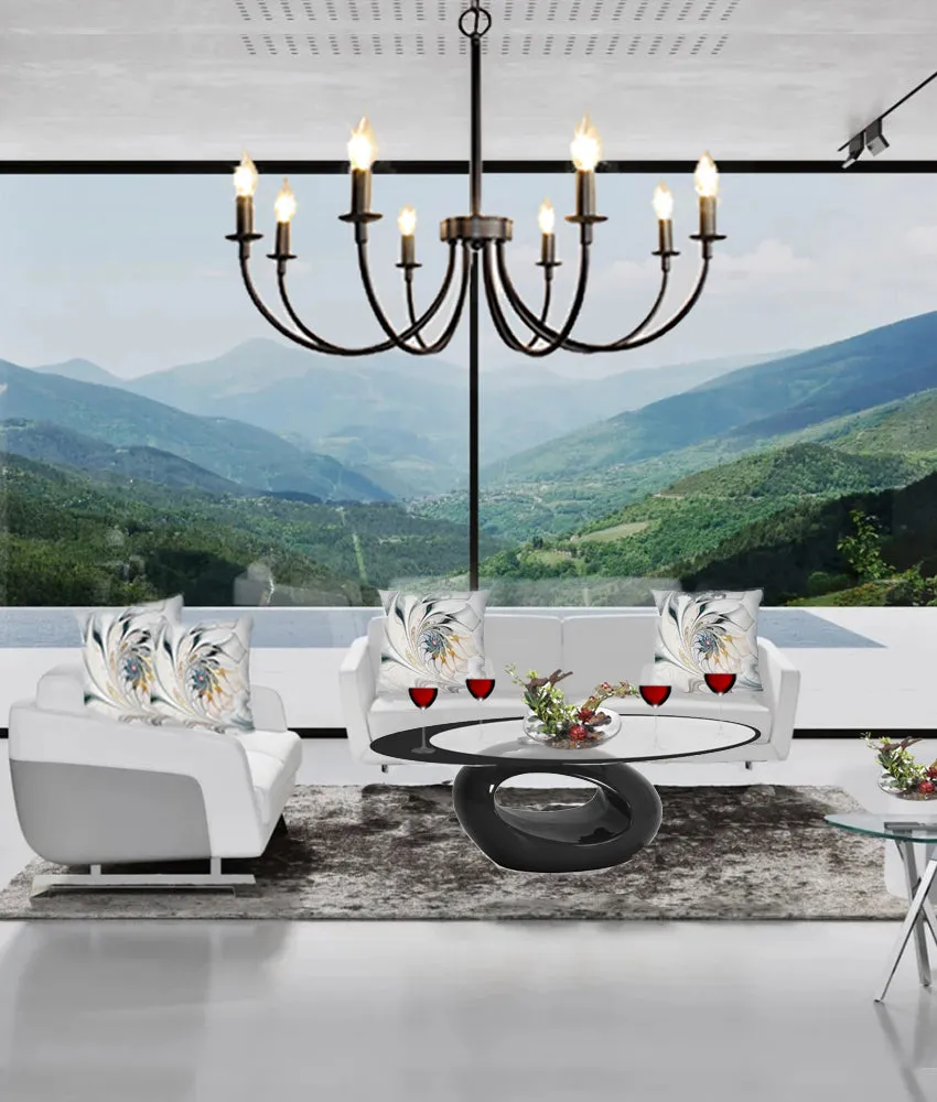 8-Light Candle Style Chandelier Black| Empire Chandelier| Farmhouse Lighting Fixture Bedroom/Dining/Living Room