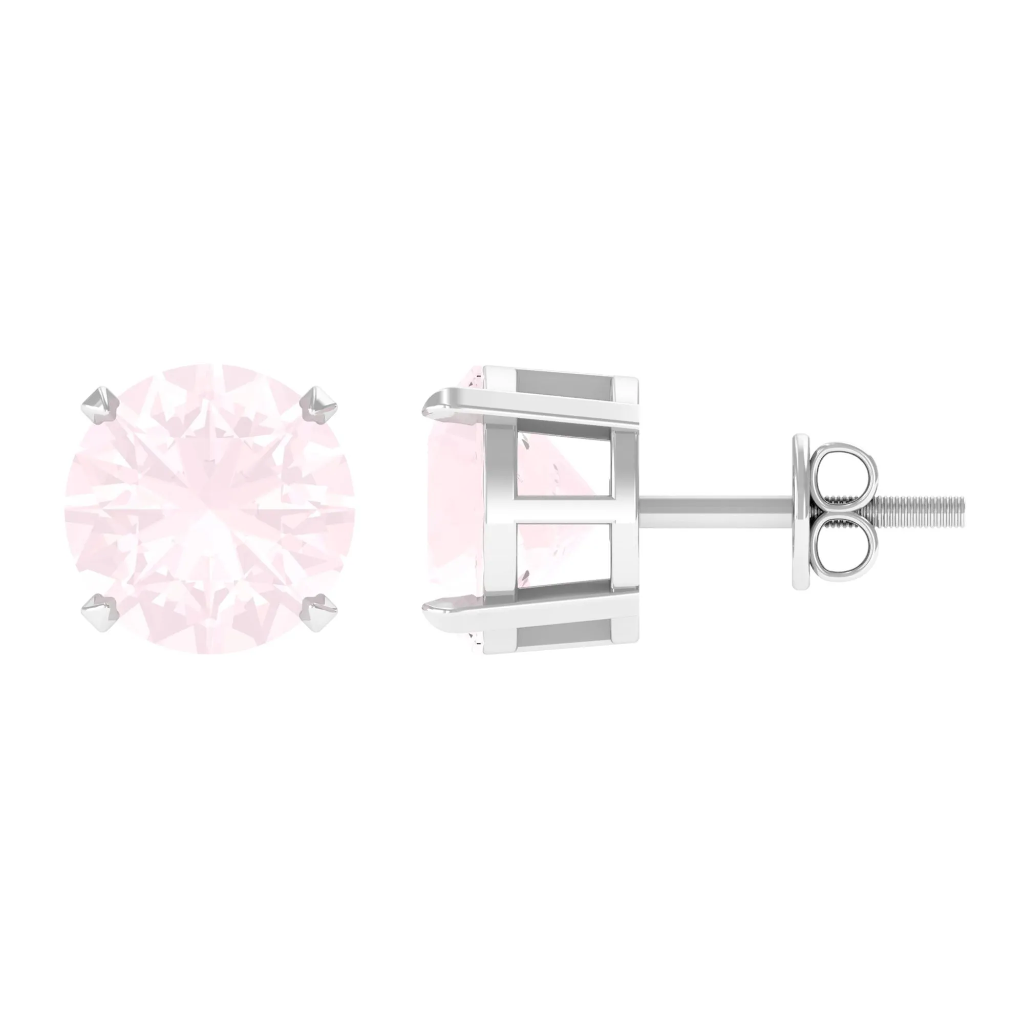 8 MM Rose Quartz Solitaire Stud Earrings with Screw Back Finding