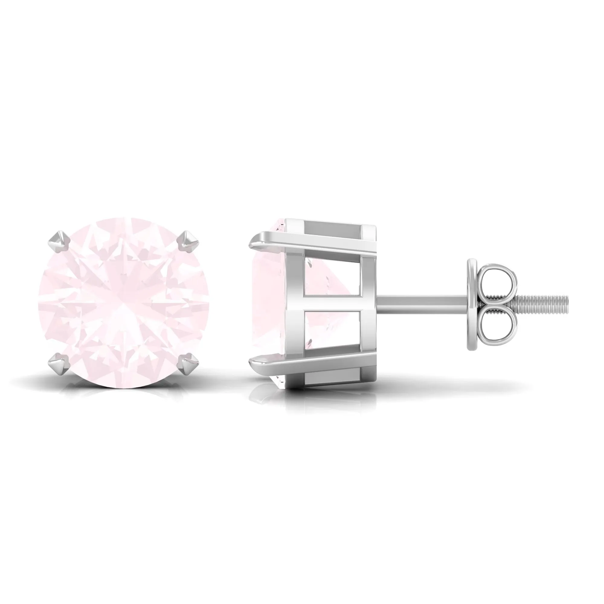 8 MM Rose Quartz Solitaire Stud Earrings with Screw Back Finding