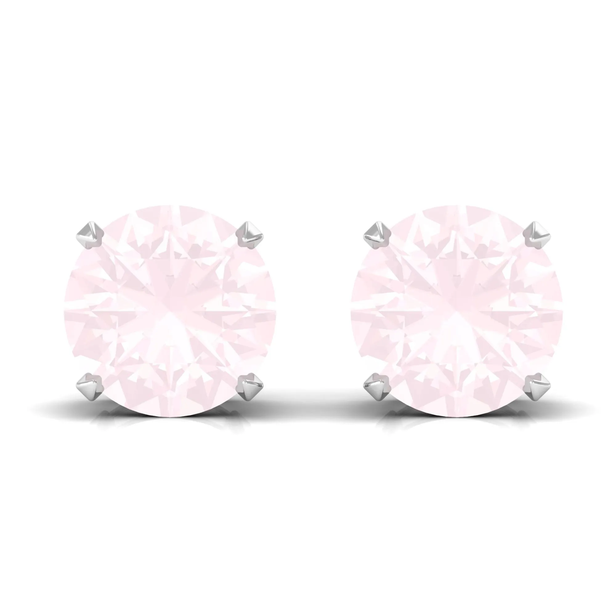 8 MM Rose Quartz Solitaire Stud Earrings with Screw Back Finding