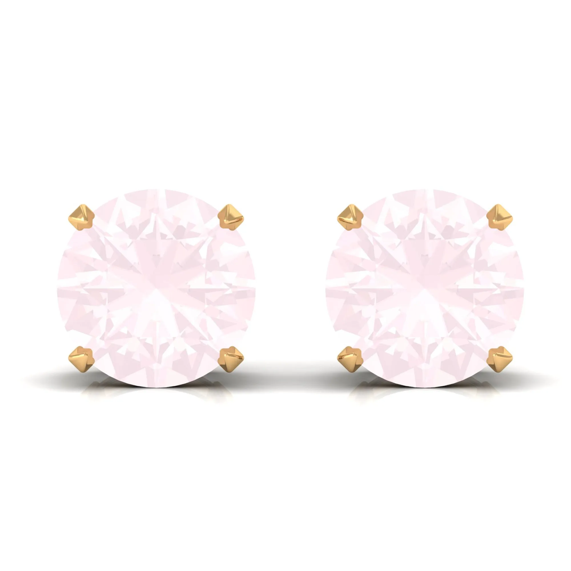 8 MM Rose Quartz Solitaire Stud Earrings with Screw Back Finding