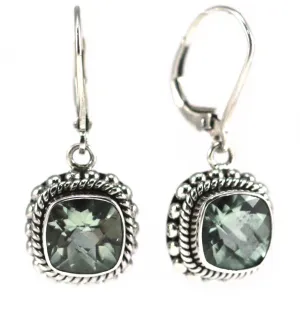 925 Sterling Silver Bali Mint Quartz Earrings