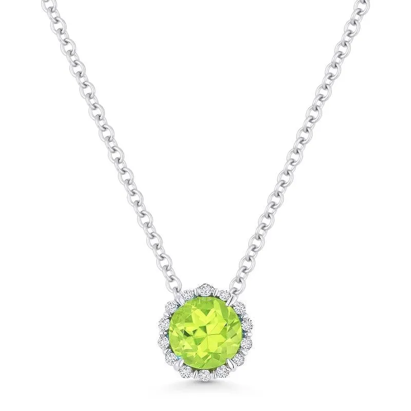ADD A CHARM HALO STYLE PERIDOT AND DIAMOND NECKLACE