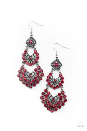 All For The GLAM - Red Earrings - Paparazzi Accessories