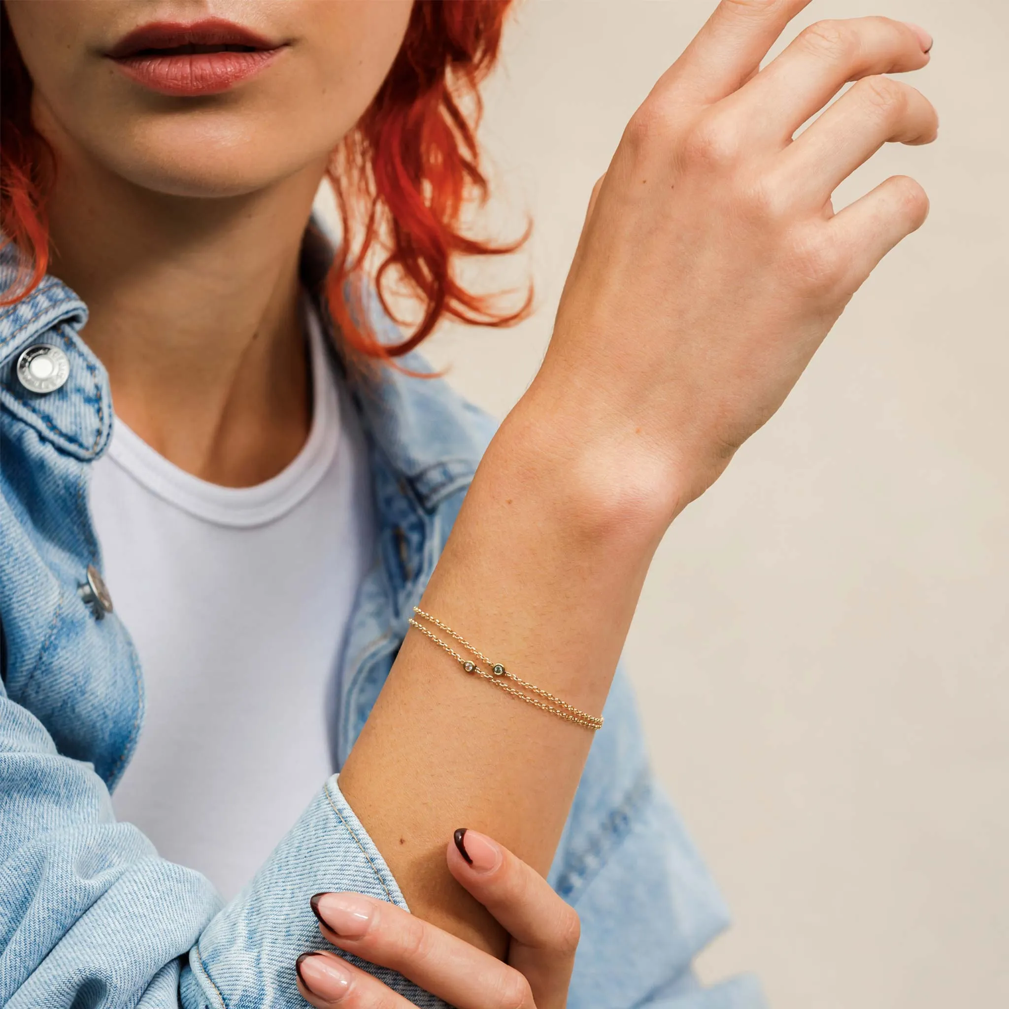 April Quartz Birthstone Chain Link Bracelet