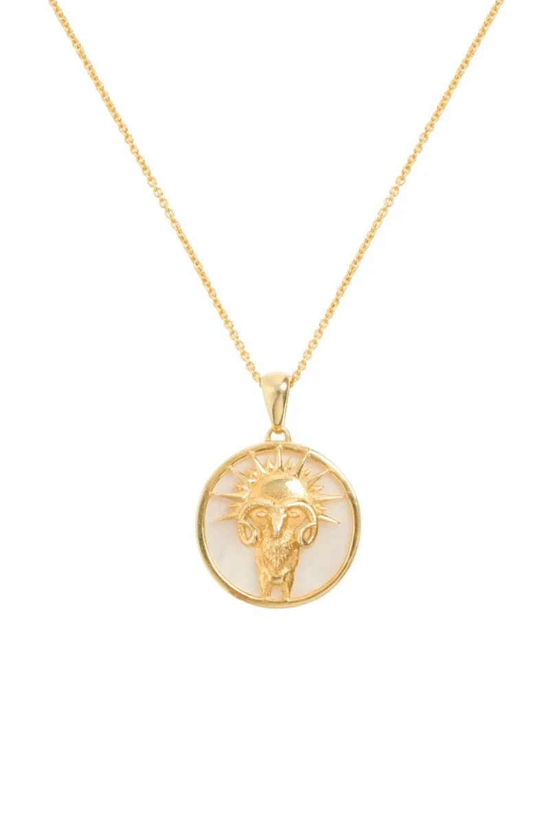 ARIES 18CT GOLD PLATED ZODIAC NECKLACE