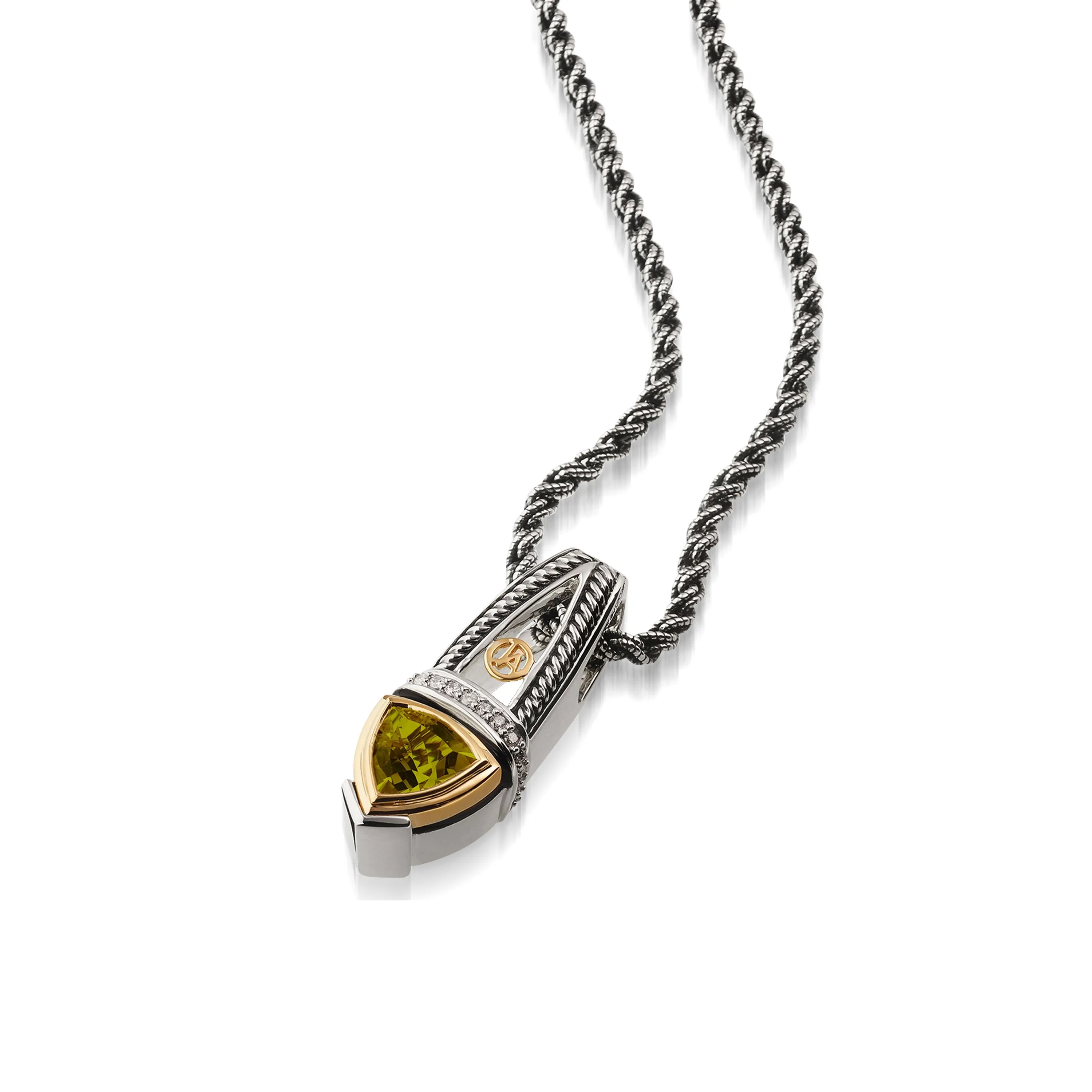 Arrivo Trillion Pendant Necklace with Pave Diamonds