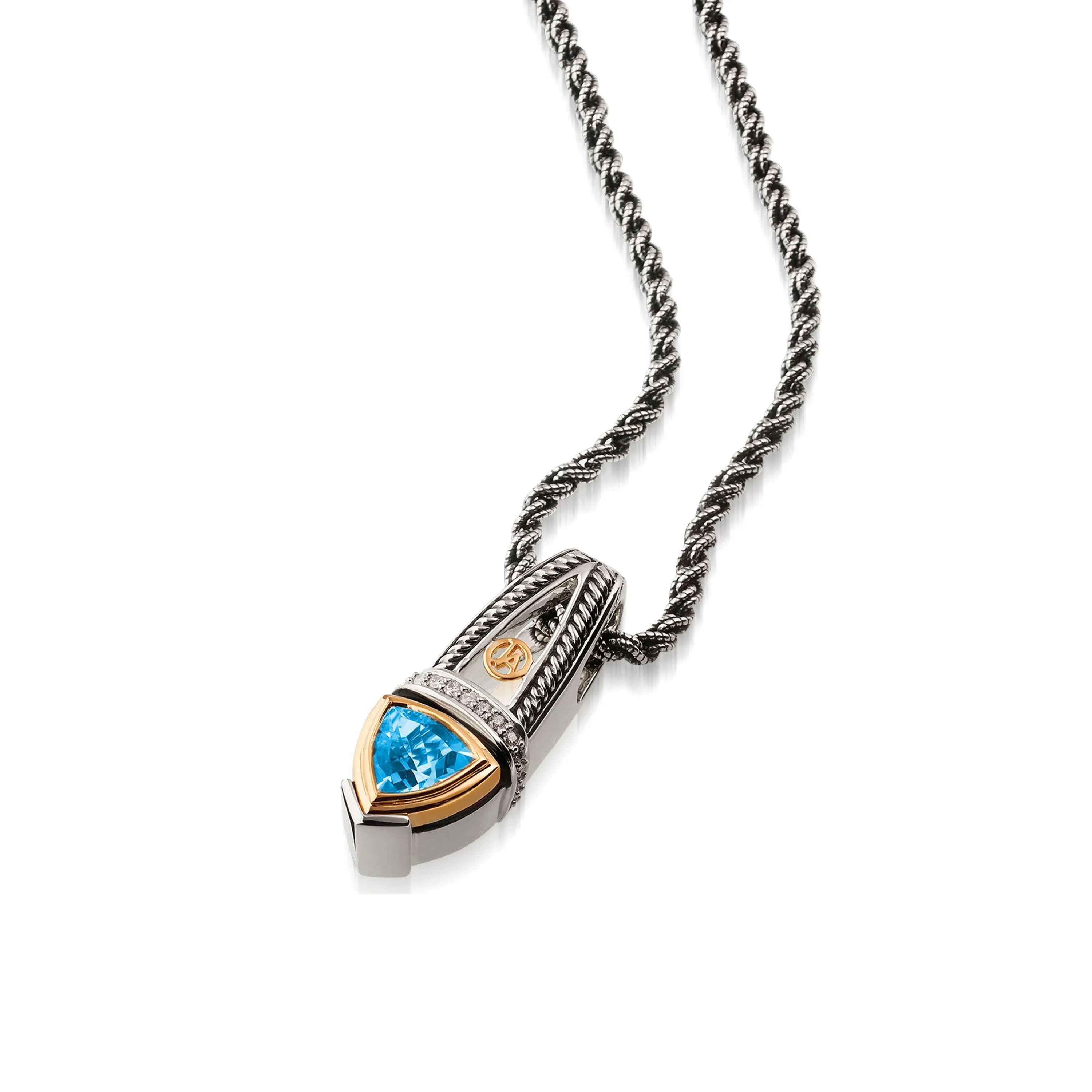 Arrivo Trillion Pendant Necklace with Pave Diamonds