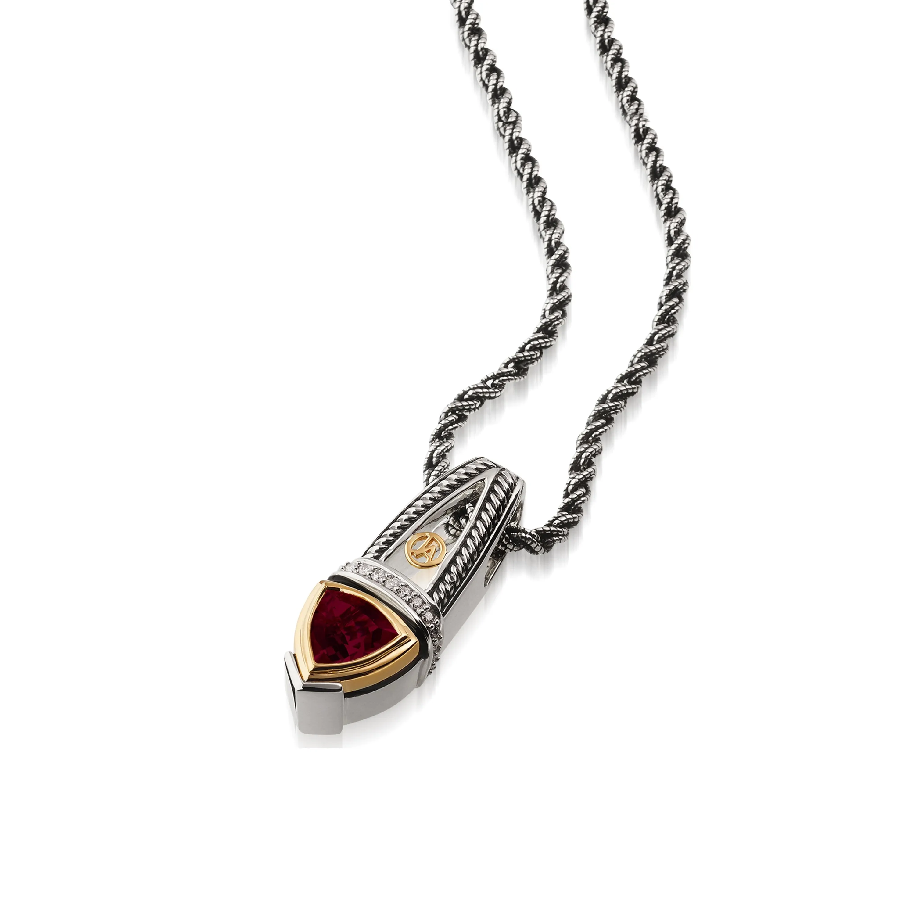 Arrivo Trillion Pendant Necklace with Pave Diamonds