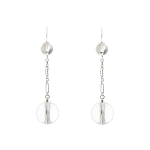 Art Deco Sterling "Pools of Light" Rock Quartz Earrings